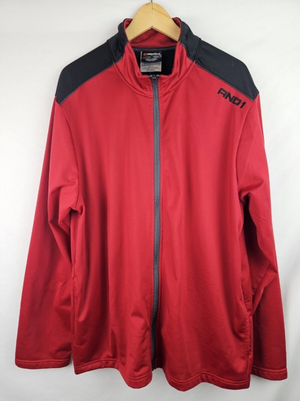 AND1 Men's Jacket Size 2XL Red & Black Track Basketball Jacket Full Zip